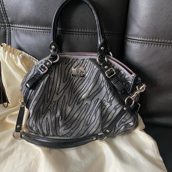 Coach Madison Sophia Lurex Zebra Jacquard Bag - Picture 1 of 5